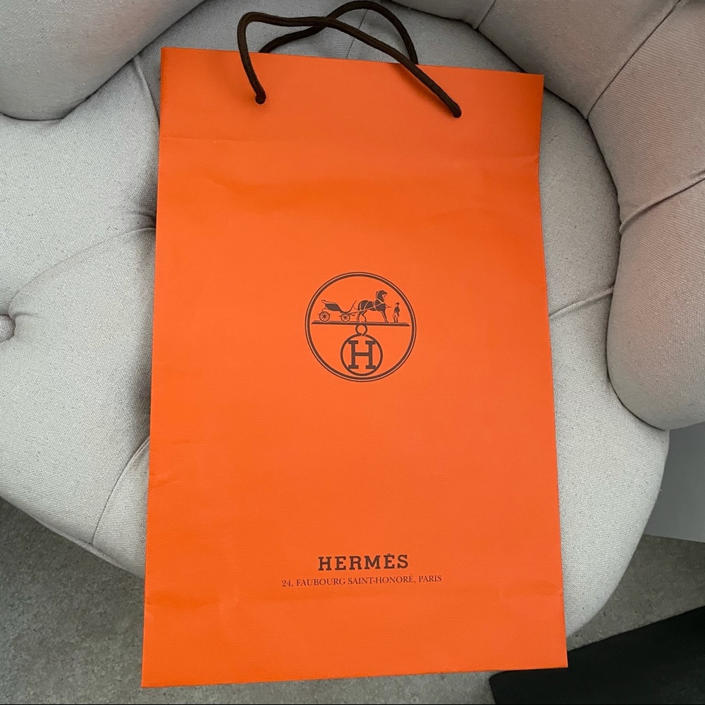 🧡 Set Of 10 Auth Hermes 17”x11”x4” shopping paper gift bag tote small paperbag